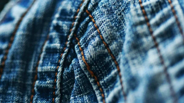 Jeans Denim Textuur Close Focus Slechts Een Punt Zachte Wazige — Stockfoto