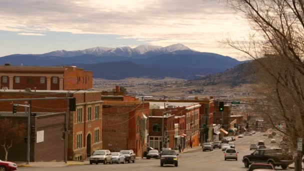 Granite Drive Traffic Butte Montana Downtown Соединенные Штаты — стоковое видео