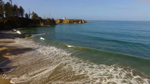 Cape Arago Oregon Coast Paisagem Gregory Point Vista Aérea — Vídeo de Stock