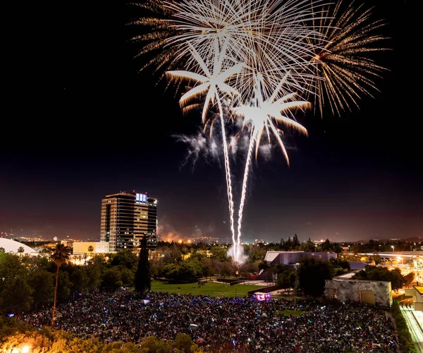 People Gather Watch Fireworks Discovery Meadow Park San Jose California — Stock Photo, Image