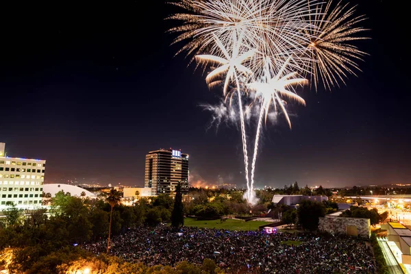 People Gather Watch Fireworks Discovery Meadow Park San Jose California — Stock Photo, Image