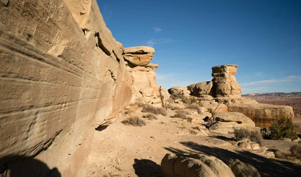 Rock Wall Face High Ancient Valley Utah United States North — Stock Photo, Image