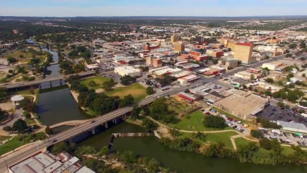 Vista Aérea Movendo Sobre Rio Centro San Angelo West Texas — Vídeo de Stock