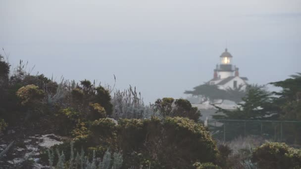 ポイント ピノス灯台は 1855 年に建てられたタイトなエリアに隠れています — ストック動画