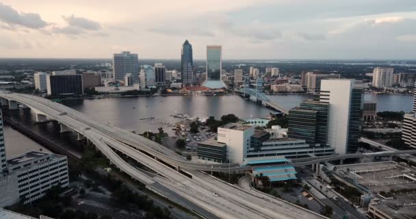Port City Jacksonville Has Busy Port Atlantic Coast Clean Downtown — Stock Video