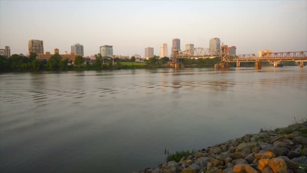 Arkansas River Flows Waterfront Little Rock — Stock Video