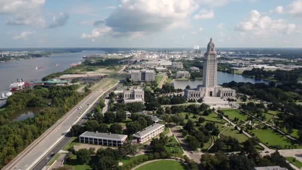 Vista Aerea Baton Rouge Louisiana State Capitol Building Downtown — Video Stock