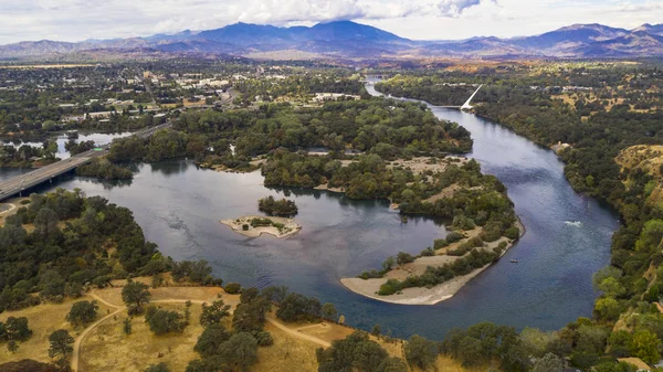 Dia Claro Para Ver Danos Fogo Sobre Rio Sacramento Redding — Fotografia de Stock