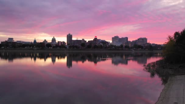 Pink Light Fills Clouds State Capitol Pennsylvania Usa — Stock Video