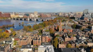 Havadan görünümü üzerinde Boston Commons Charles River Cambridge arasında