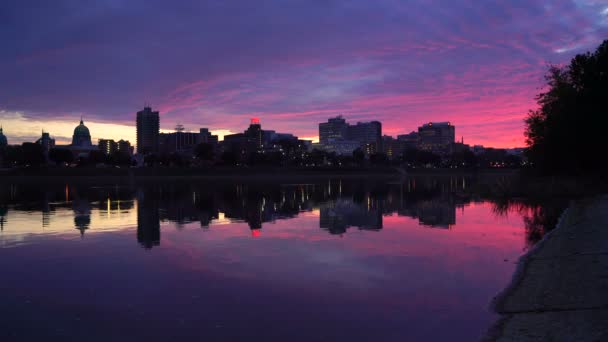 Panoramę Centrum Miasta Harrisburg Rzeki Susquehanna Sunrise — Wideo stockowe
