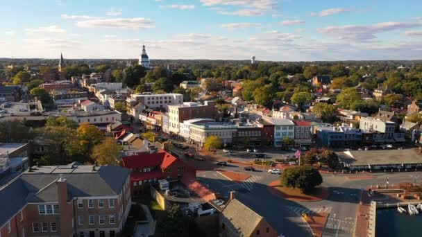 Main Street Trafik Staden Annapolis Capital City Maryland — Stockvideo