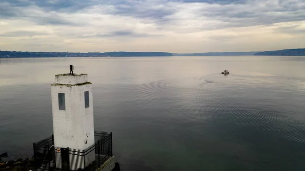 Overcast Calm Aerial View Browns Point Commencement Bay Puget Sound — Stock Photo, Image