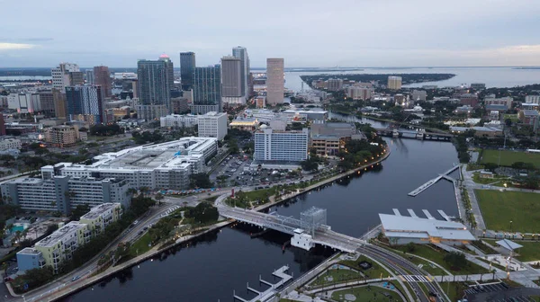 Florida Largest City Skyline Tampa Western Coast Shown Here Night — Stock Photo, Image