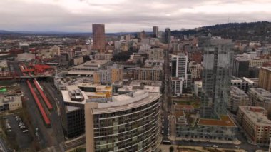 Havadan Görünüm Portland Oregon içine Union İstasyonu üzerinden Güney bak