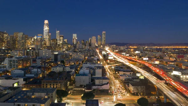 Voitures Vont Viennent San Francisco Heure Pointe Centre Ville Nuit — Photo