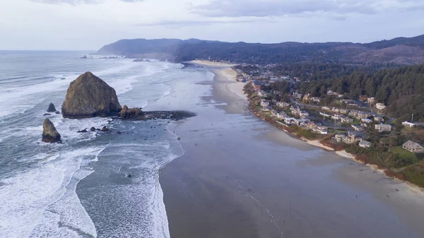 Vue Aérienne Sur La Plage De Cannon Pacific Ocean Coast Oregon — Photo