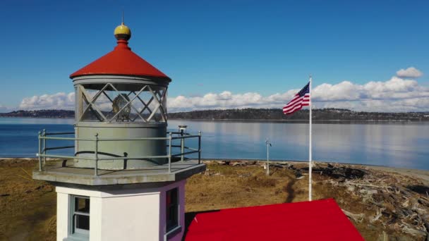 Maury Island Point Robinson Lighthouse Puget Sound Vashon Island — Stock Video