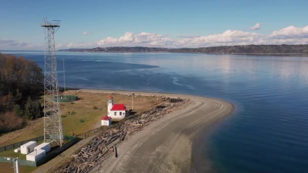 Maury Острів Точки Робінсон Маяк Puget Sound Vashon Острів — стокове відео