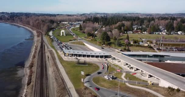 Carro Entra Sai Canadá Dos Estados Unidos Através Passagem Fronteira — Vídeo de Stock