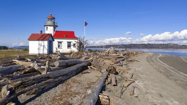Shipping Channel Point Robinson Maury Island Lighthouse Puget Sound — Stock Photo, Image