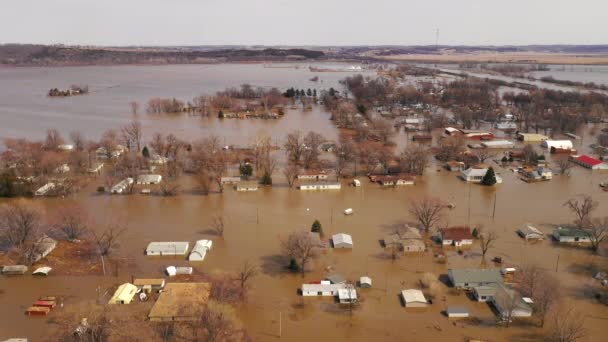 Staden Pacific Junction Iowa Helt Nedsänkt Floden Mars 2019 — Stockvideo