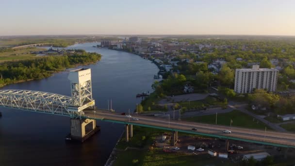 Přes Mys Strach Říční Dálnice Most Wilmington Severní Karolína — Stock video