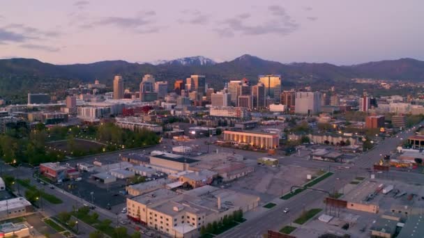 Downtown Aerial View Salt Lake City Utah State Capitol — Stock Video