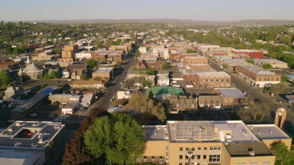 Den Sömniga Staden Pendleton Oregon Vid Soluppgången Söndagen — Stockvideo