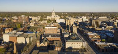 Dawn Light Hits Downtown Sate Capitol Building Springfield Illinois clipart