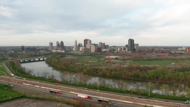 Zachód Słońca Jest Centrum Miasta Columbus Ohio — Wideo stockowe