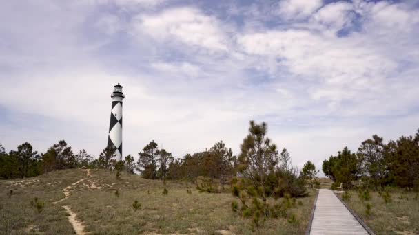 Cape Lookout Lighthouse Külső Bankok Dél Karolina Waterfront — Stock videók