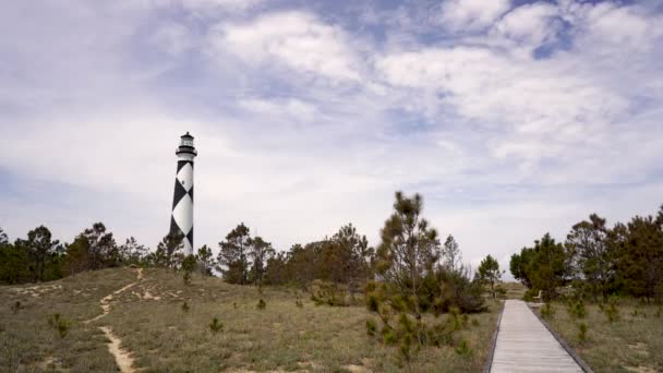 Cape Lookout Farol Exterior Banks South Carolina Waterfront — Vídeo de Stock