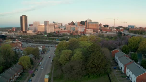 Ochtend Licht Downtown City Skyline Riverfront Park Richmond Virginia — Stockvideo