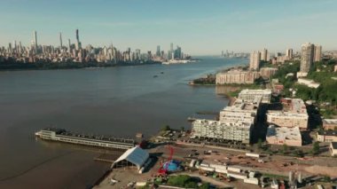 Havadan görünüm Edgewater for Weehawken New Jersey Hudson Nehri Manhattan