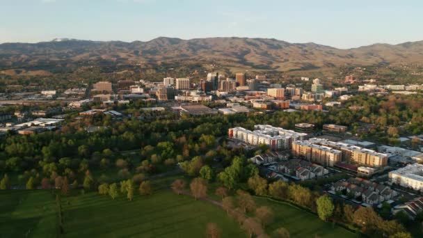 Vista Aérea Movendo Para Esquerda Downtown Boise Idaho Capital — Vídeo de Stock