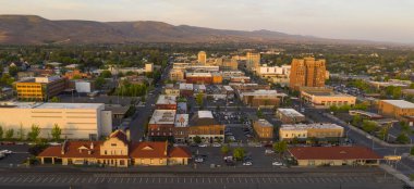 Sunset Bathes Downtown Yakima Washington Altın Işık