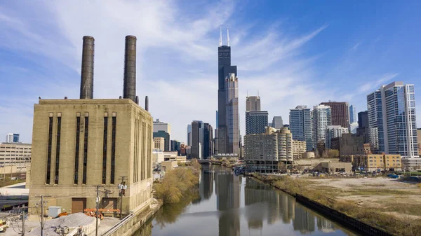 Belo dia claro vista aérea Chicago Illinois Skyline — Fotografia de Stock