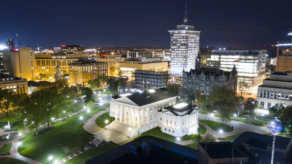 Night Lights Illuminate the Virginia Statehouse in Downtown Richmond