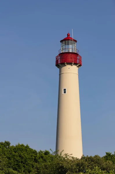 Atlantic Ocean Coastal Beacon Cape maja latarnia morska w New Jersey — Zdjęcie stockowe