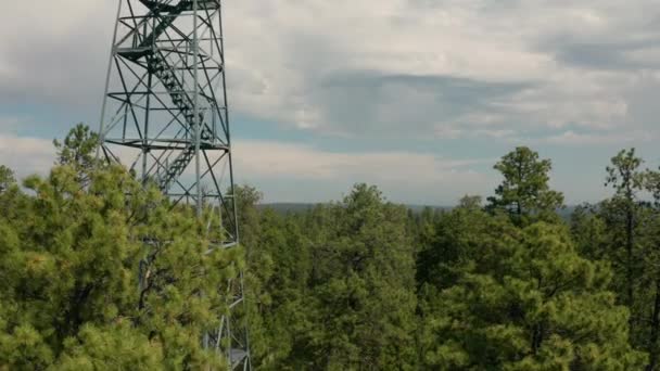 Sopra Cieli Gettati Coprono Torre Dei Pompieri Nella Foresta Nazionale — Video Stock