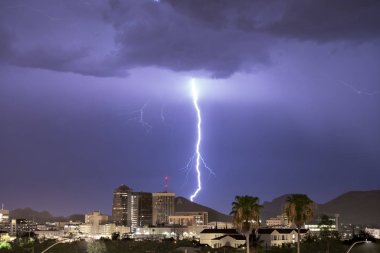 Electrical Storm Lightning Striking over Downtown Tucson Arizona clipart
