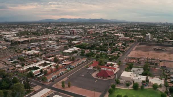 Cloudy Skies Aerial Perspective Downtown City Skyline Tucson Arizona — Stock Video
