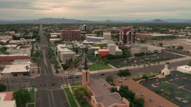 Vue Aérienne Sur Mesa Arizona Coucher Soleil — Video