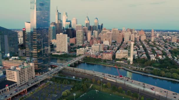 Night Falls Philadelphia Pennsylvania Rio Schuylkill — Vídeo de Stock