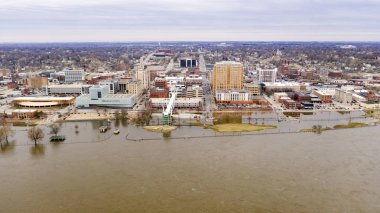 Havadan Görünümü Davenport Iowa Waterfront Mississippi Nehri Sel