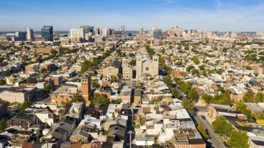 Baltimore Maryland 'in Sokak ve Mahallelerine Geniş Hava Perspektifi