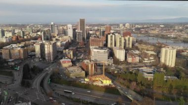 Aerial View Interstate 5 Yollar ve Üstgeçitler Portland Oregon