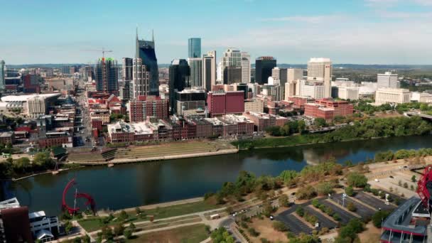 Nashville Tennessee Downtown City Skyline Κύρια Αρχιτεκτονική Οδών — Αρχείο Βίντεο