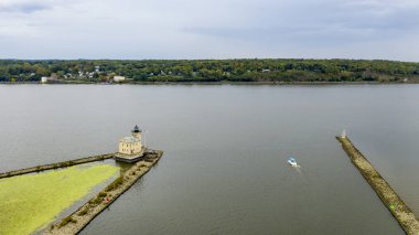 Rondout Deniz Feneri Hudson Nehri Denizcilik Sahnesi Kingston Ny